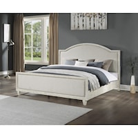 Relaxed Vintage King Upholstered Bed with Panel Frame