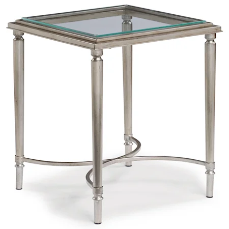 Transitional Chairside Table with Glass Top