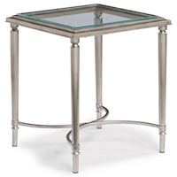 Transitional Chairside Table with Glass Top
