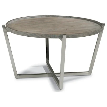 Contemporary Round Cocktail Table with Stainless Steel Base