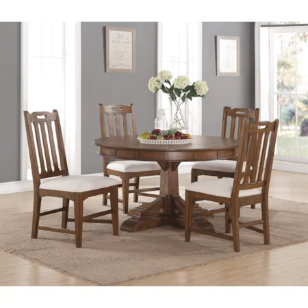 Mission Round Dining Table and Chair Set with Removable Table Leaf
