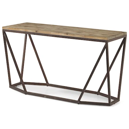 Contemporary Sofa Table with Geometric Metal Base