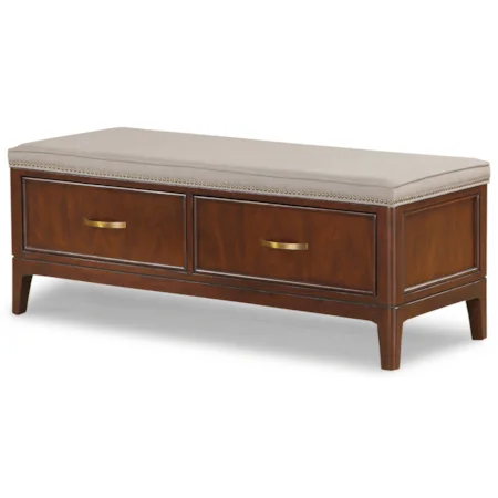 Transitional Storage Bench with 2 Drawers and Nailhead Trim