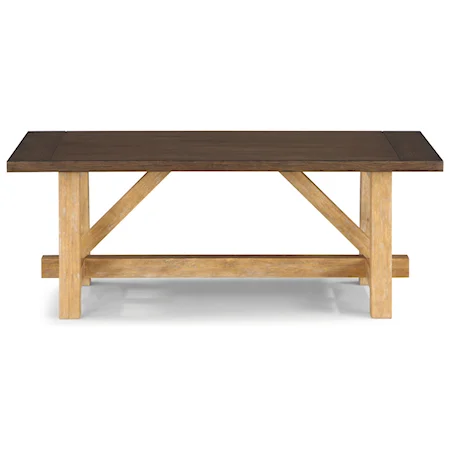Casual Rustic Cocktail Table with Trestle Base