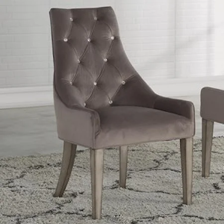 Transitional Upholstered Arm Chair with Wood Legs
