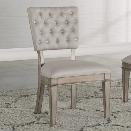 Transitional Side Chair with Upholstered Back and Seat