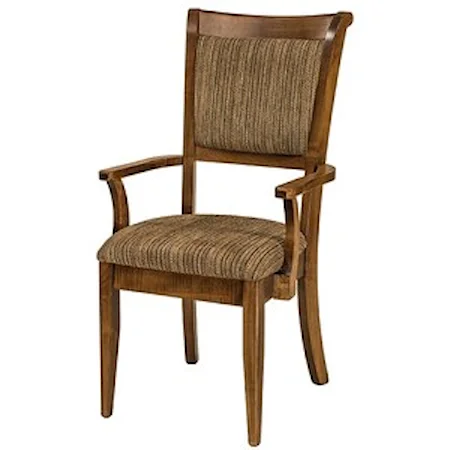 Customizable Upholstered Solid Wood Dining Arm Chair