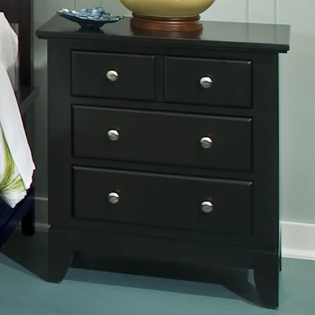 Transitional Three Drawer Nightstand with Power Outlet
