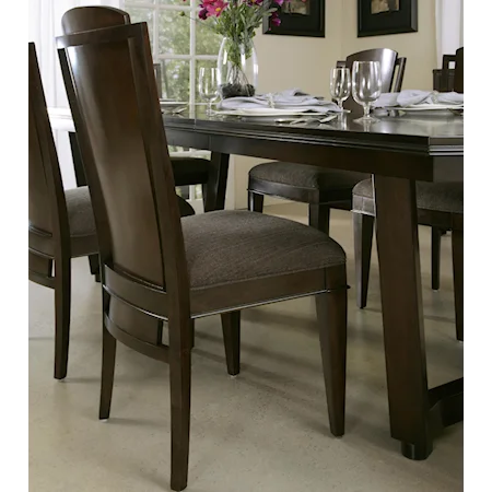 Dining Side Chair with Upholstered Seat and Wood Back