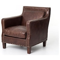 Alcott Club Chair with Cigar Upholstered Leather