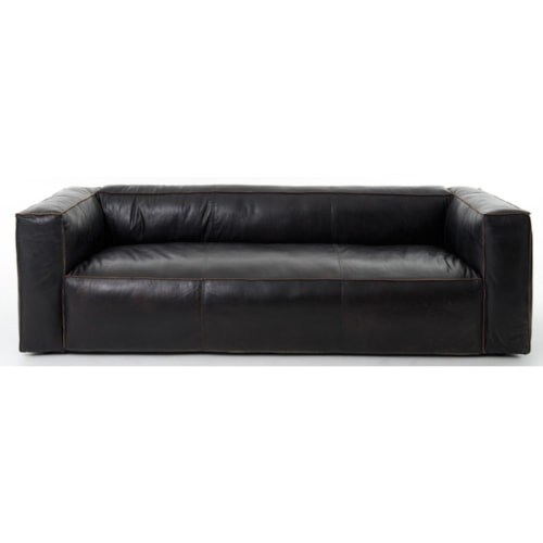 Nolita Reverse Stitch 99" Sofa with Black Upholstery