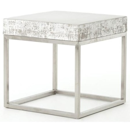 Concrete And Chrome End Table