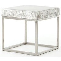 Concrete And Chrome End Table