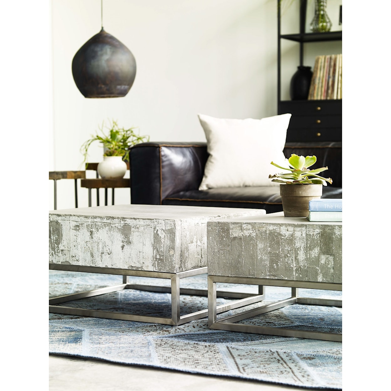 Four Hands Constantine Concrete And Chrome Coffee Table