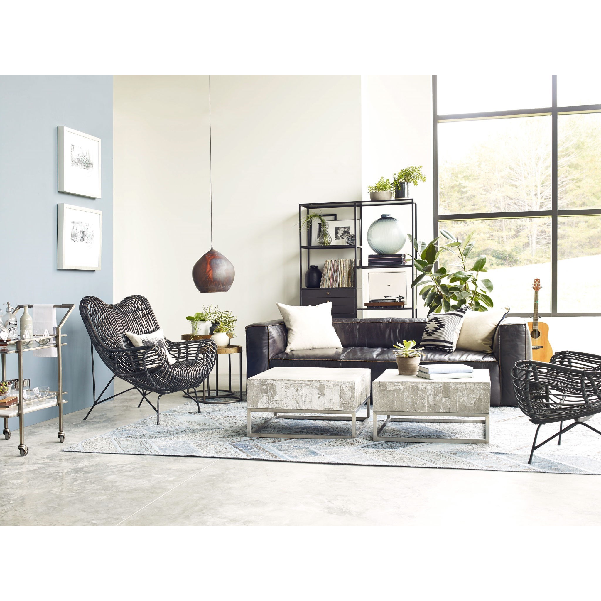 Four Hands Constantine Concrete And Chrome Coffee Table