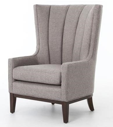 Channeled Wing Chair with Chess Pewter Fabric