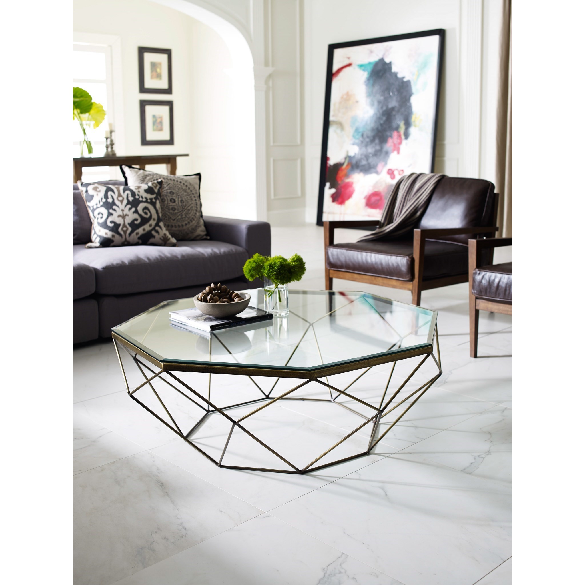 Geometric glass shop coffee table