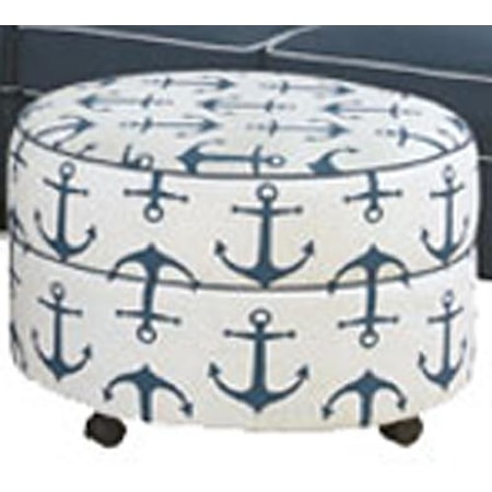 Casual Round Ottoman with Block Feet