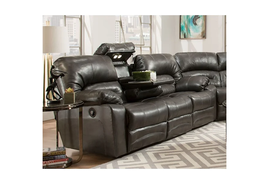 Legacy Power Reclining Sofa with Table and Lights by Franklin at Fine Home Furnishings