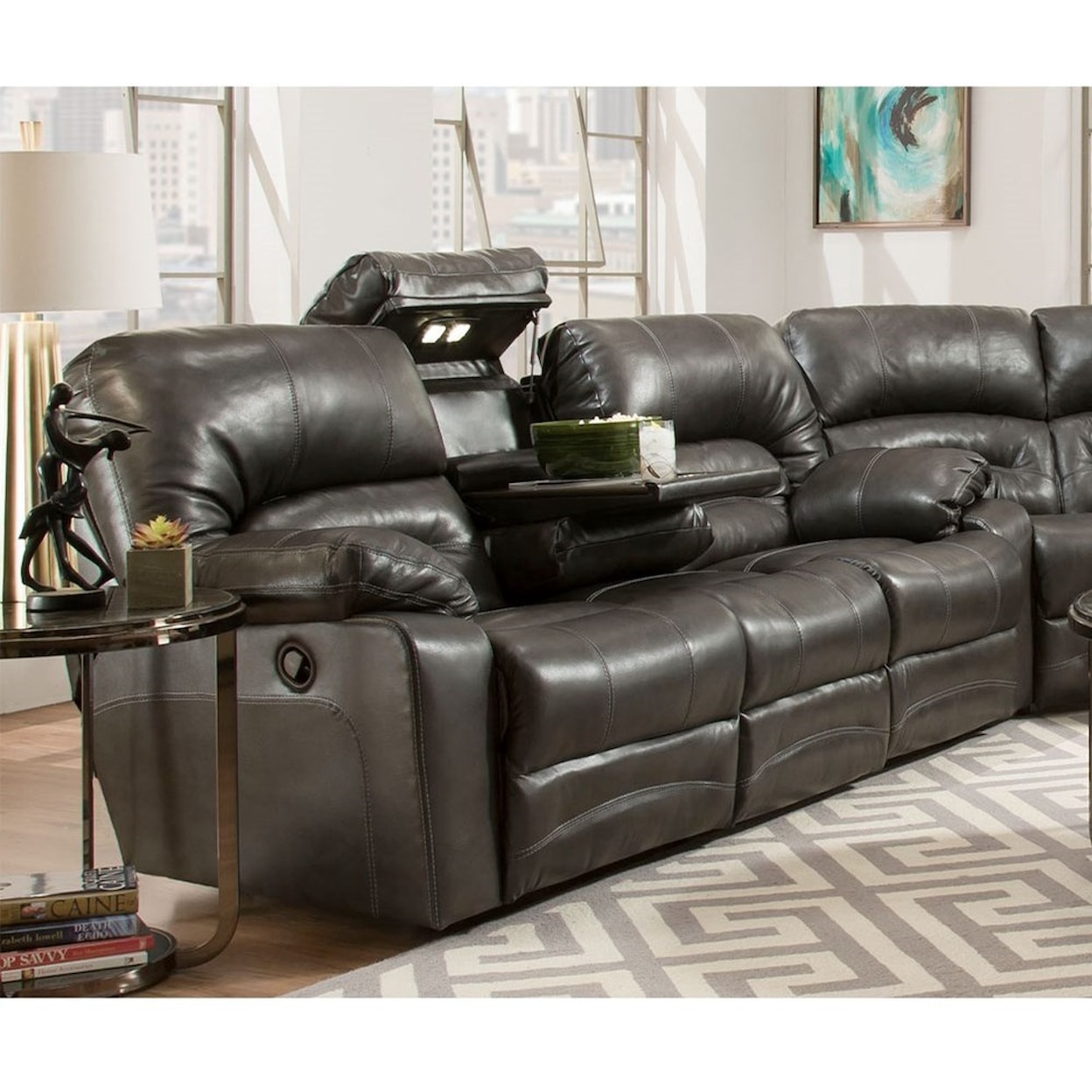 Franklin Legacy Power Reclining Sofa with Table and Lights