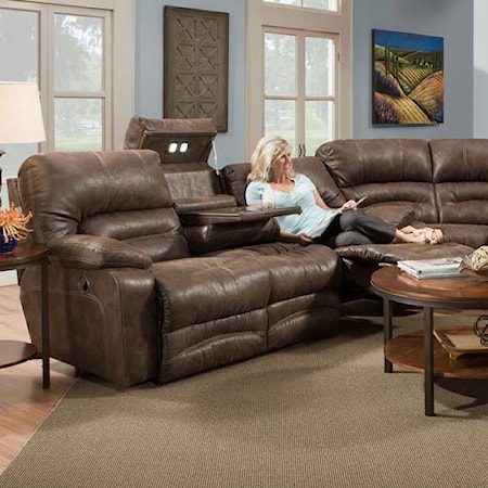 Power Reclining Sofa with Table and Lights