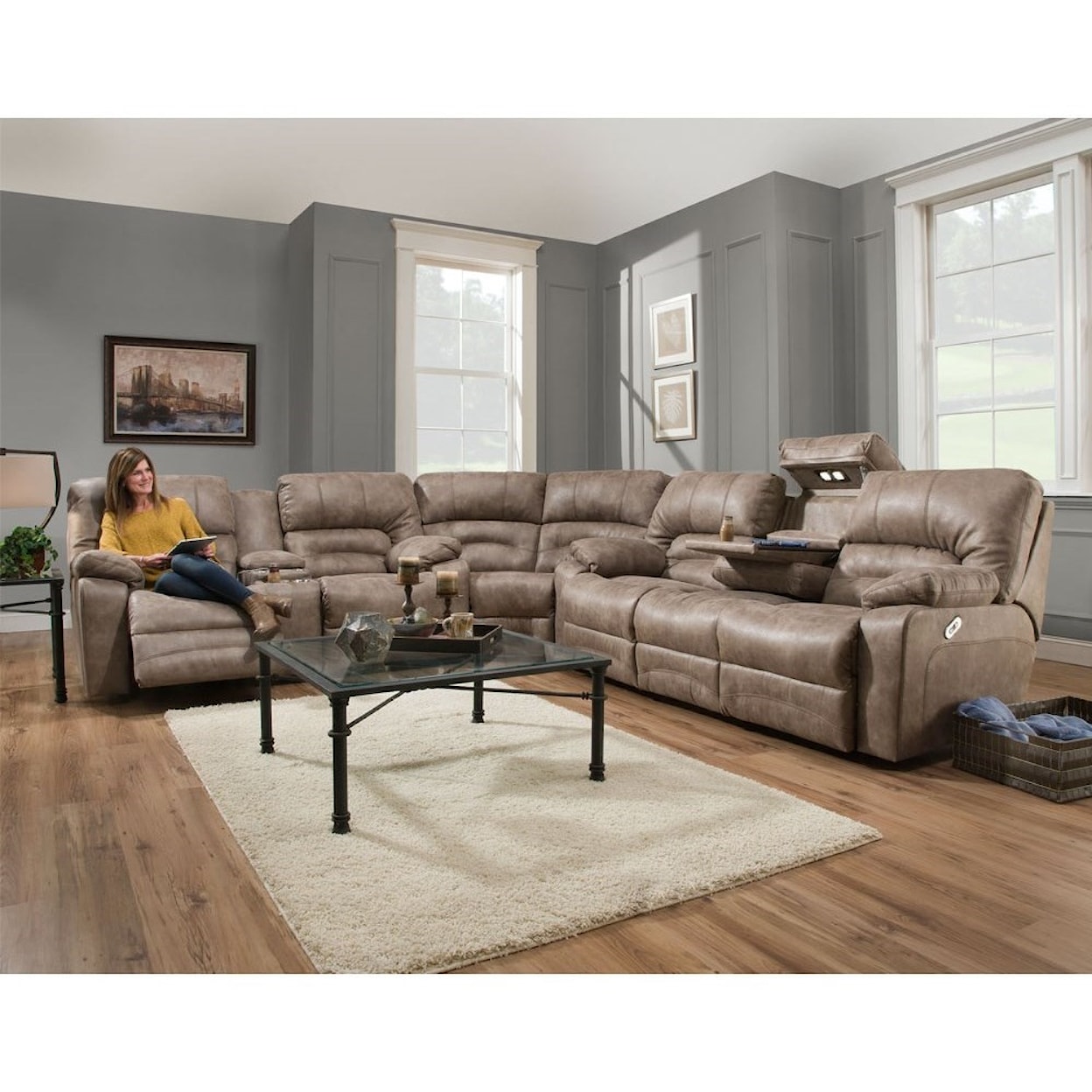 Franklin Legacy Reclining Sofa with Table and Lights