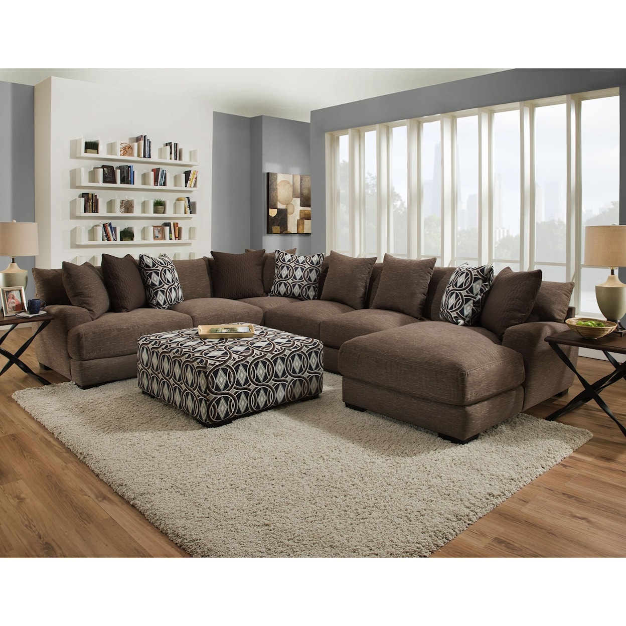Franklin Oslo Sectional Sofa with 5 Seats and Chaise