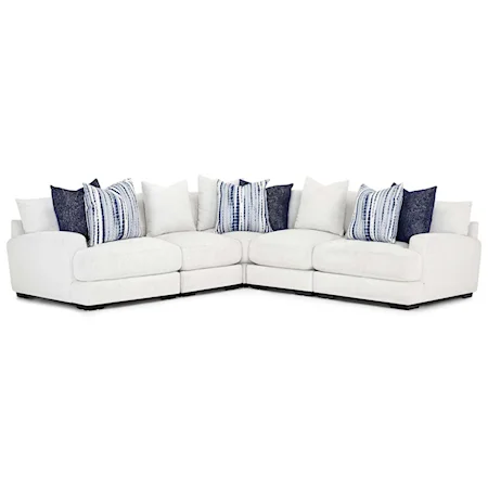 L-Shaped Sectional Sofa with Track Arms and Colorful Accent Pillows