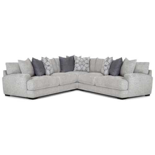 Casual 3-Piece Sectional Sofa with Loose Pillows