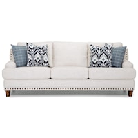 Contemporary Stationary Sofa with Nail-Head Trim