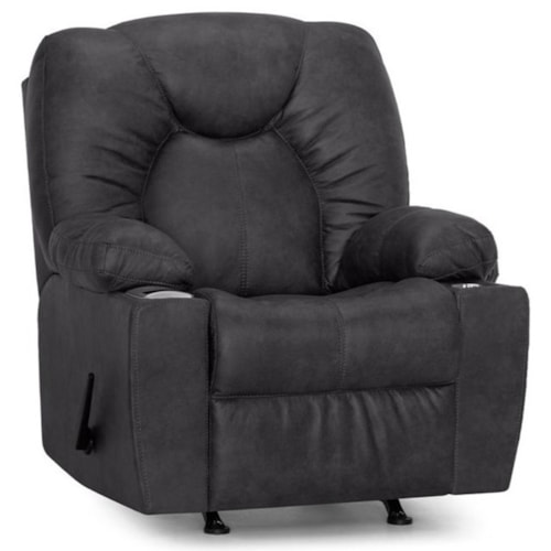 Casual Rocker Recliner with USB Port and Cup Holders