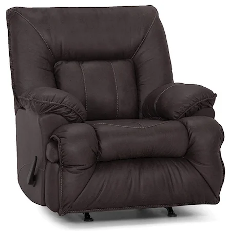 Casual Rocking Recliner with Pillow Armrests