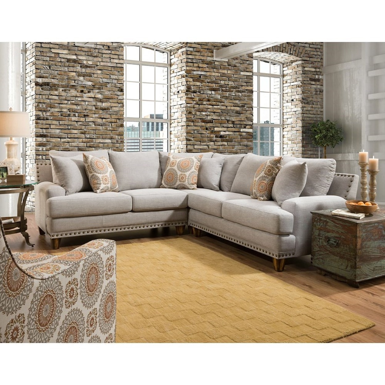 Franklin 864 Monty Sectional Sofa with Four Seats