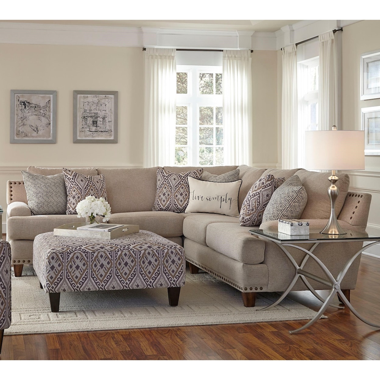 Franklin 864 Anna Sectional Sofa with Four Seats