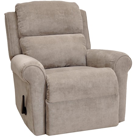 Serenity Rocker Recliner with Casual Style and Round Arms