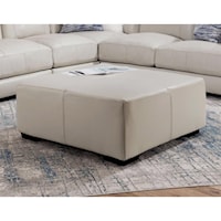 Contemporary Square Ottoman with Button-Tufting