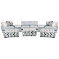 Sectional Sofa with 2 Storage Consoles and USB Charging
