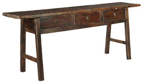 Reclaimed Wood Butcher Table with 3 Drawers