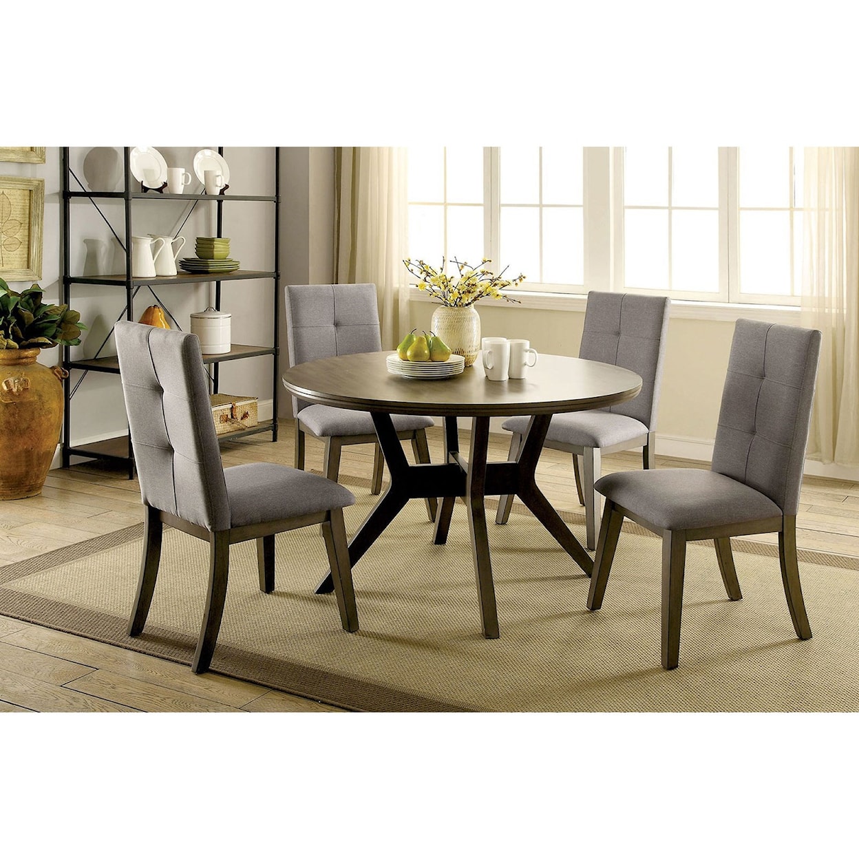 Furniture of America Abelone Table + 4 Chairs