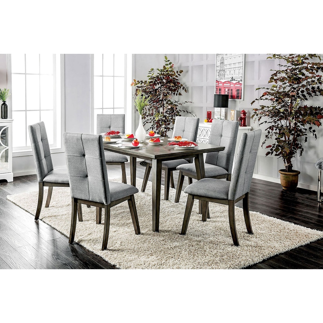 Furniture of America - FOA Abelone Table + 6 Chairs