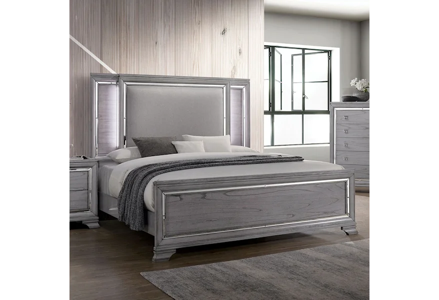 Alanis Cal King Upholstered Bed by Furniture of America at Corner Furniture