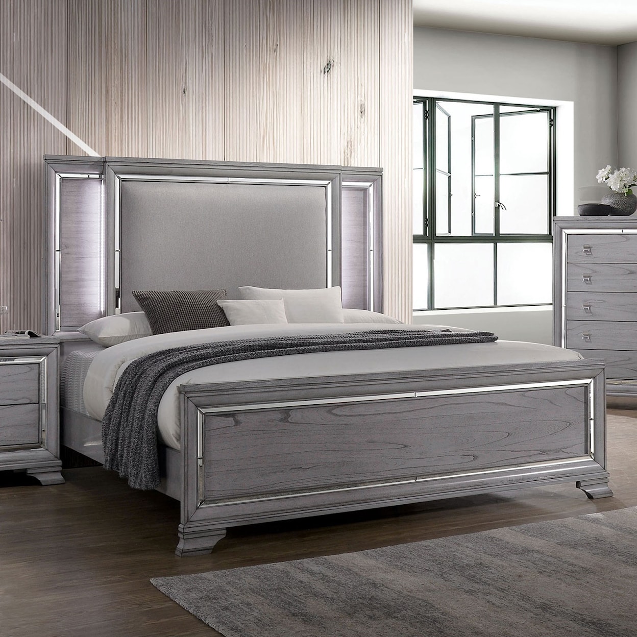 Furniture of America Alanis Cal King Upholstered Bed