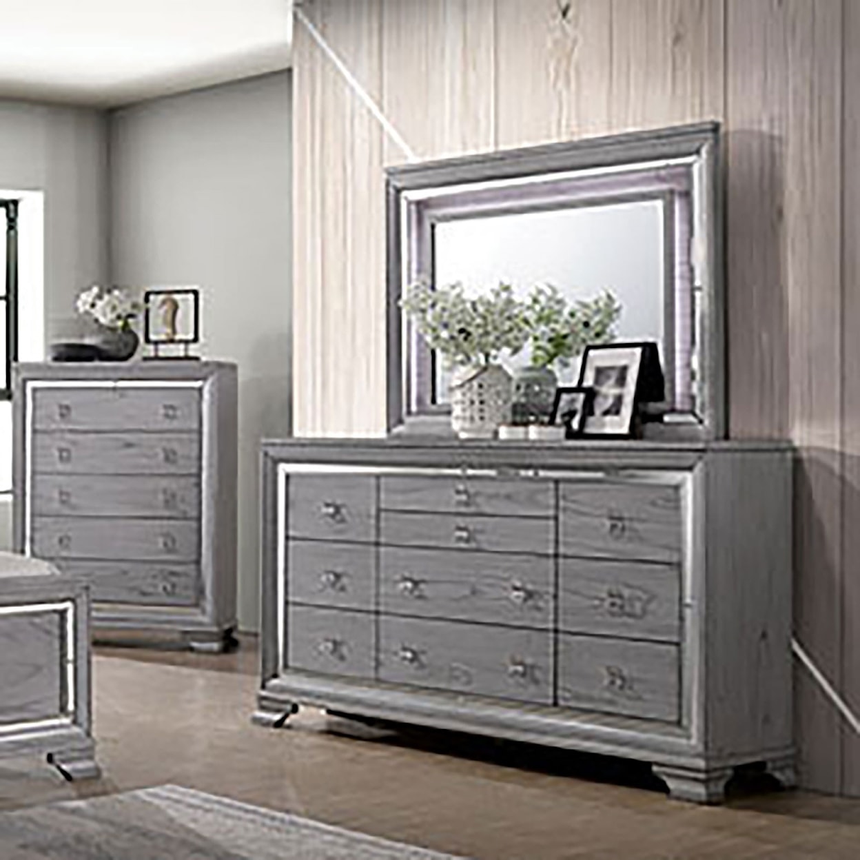 Furniture of America Alanis Dresser and Mirror Combination