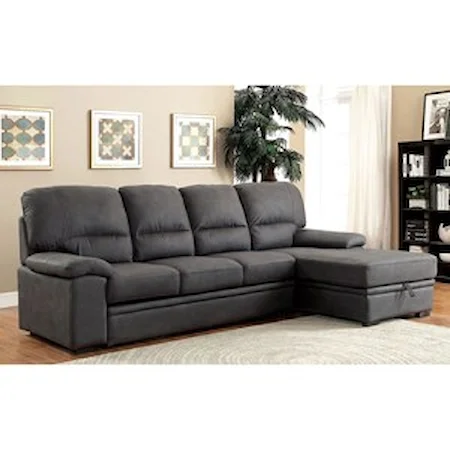 4 Seat Sectional Sofa with Sleeper and Hidden Storage