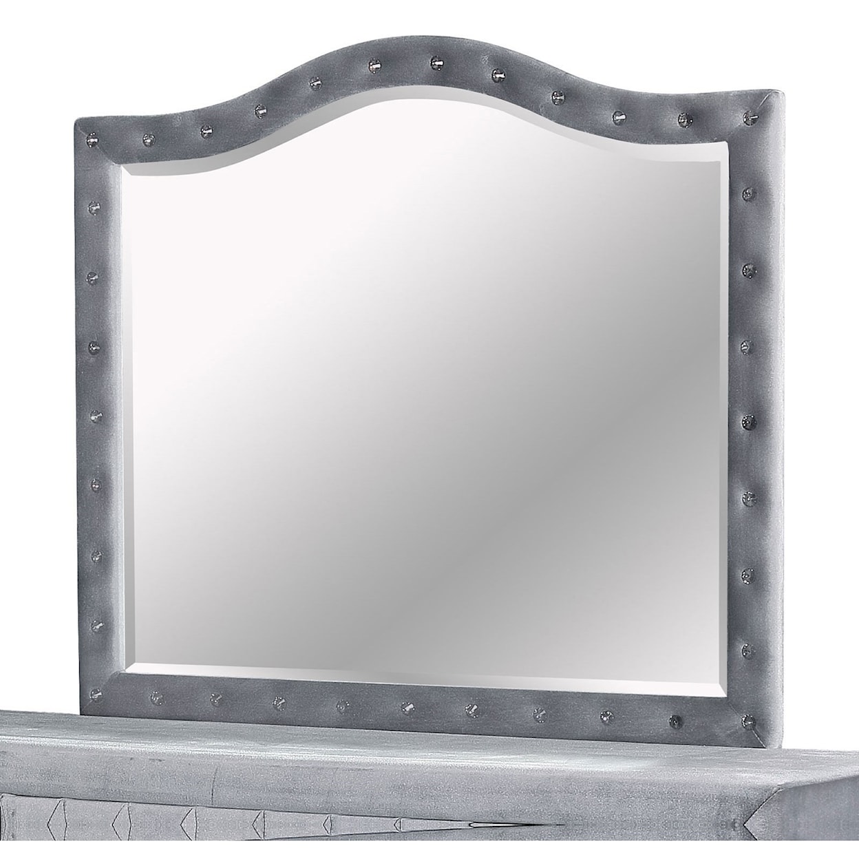 Furniture of America Alzir Dresser Mirror with Button Tufted Frame