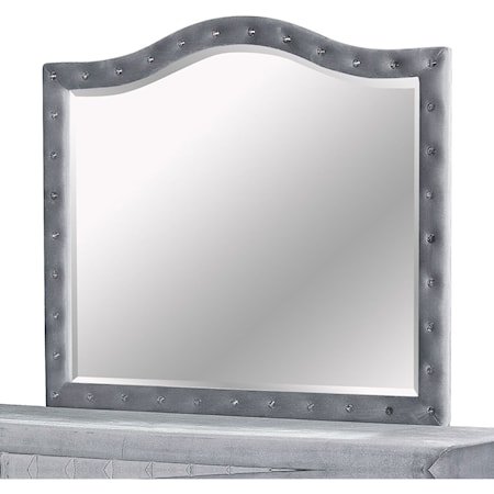 Dresser Mirror with Button Tufted Frame