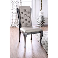 Transitional Side Chair 2-Pack with Button Tufted Scrolled Back
