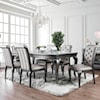 FUSA Amina Transitional Dining Table with Leaf and Glass Top