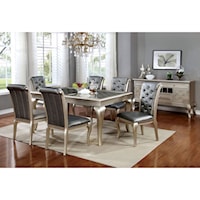 Transitional 7 Piece Dining Set with Button Tufted Chairs