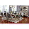 FUSA Amina Transitional Dining Table with Leaf and Glass Top